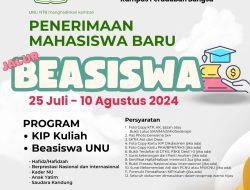 Beasiswa Bagi Tamatan SMA/SMK Sederajat di UNU NTB: Anak Yatim Hafidz/Hafidzah Kader NU dan Berprestasi